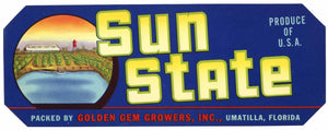 Sun State Brand Vintage Umatilla Florida Citrus Crate Label
