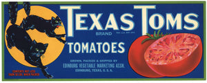 Texas Toms Brand Vintage Edinburg Texas Tomato Crate Label