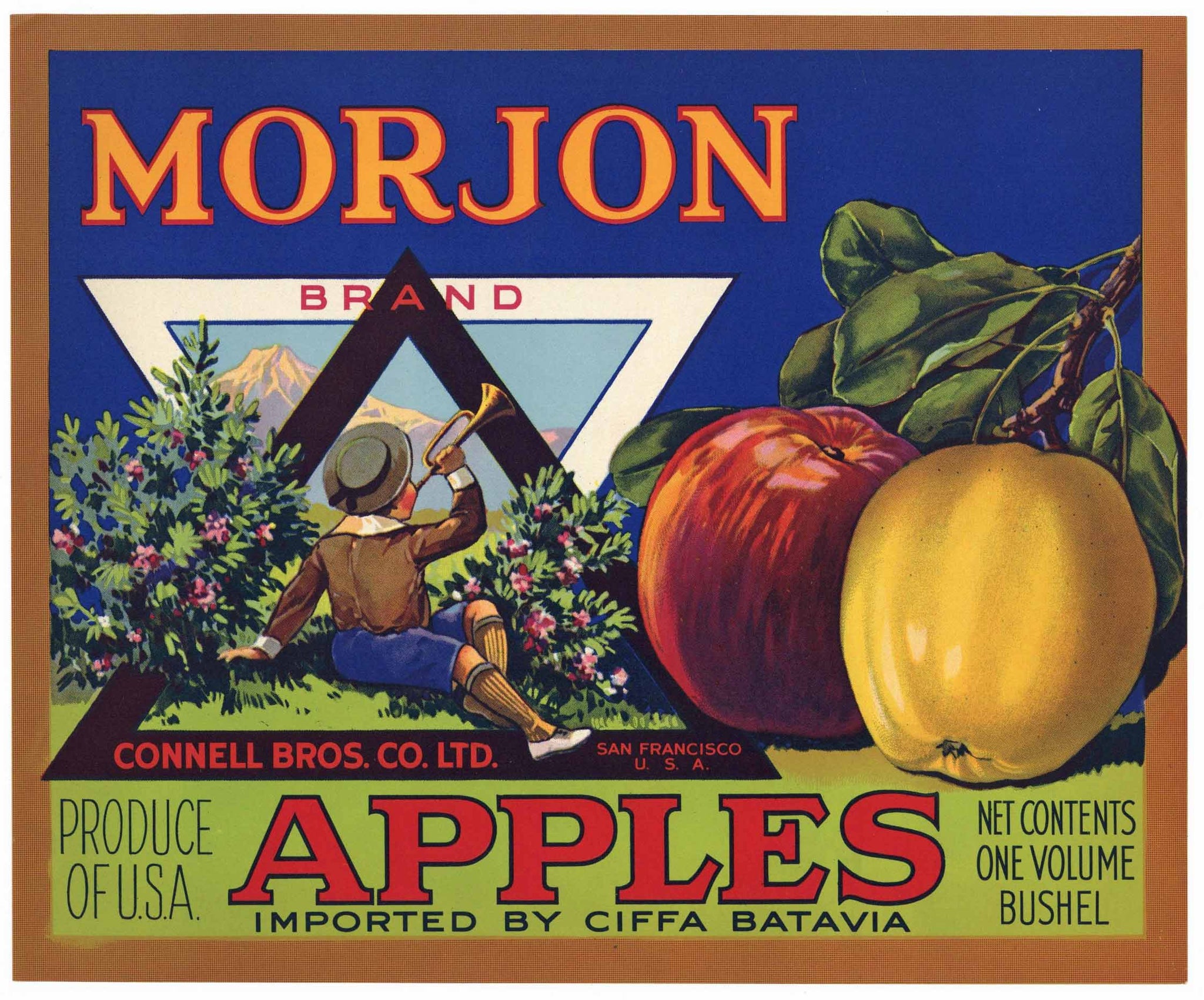 Morjon Brand Vintage Connell Bros. Apple Crate Label, boy