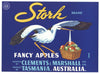 Stork Brand Vintage Tasmania Australia Apple Crate Label