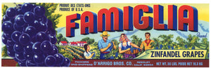 Famiglia Brand Vintage Reedley California Grape Crate Label