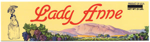 Lady Anne Brand Vintage Grape Crate Label