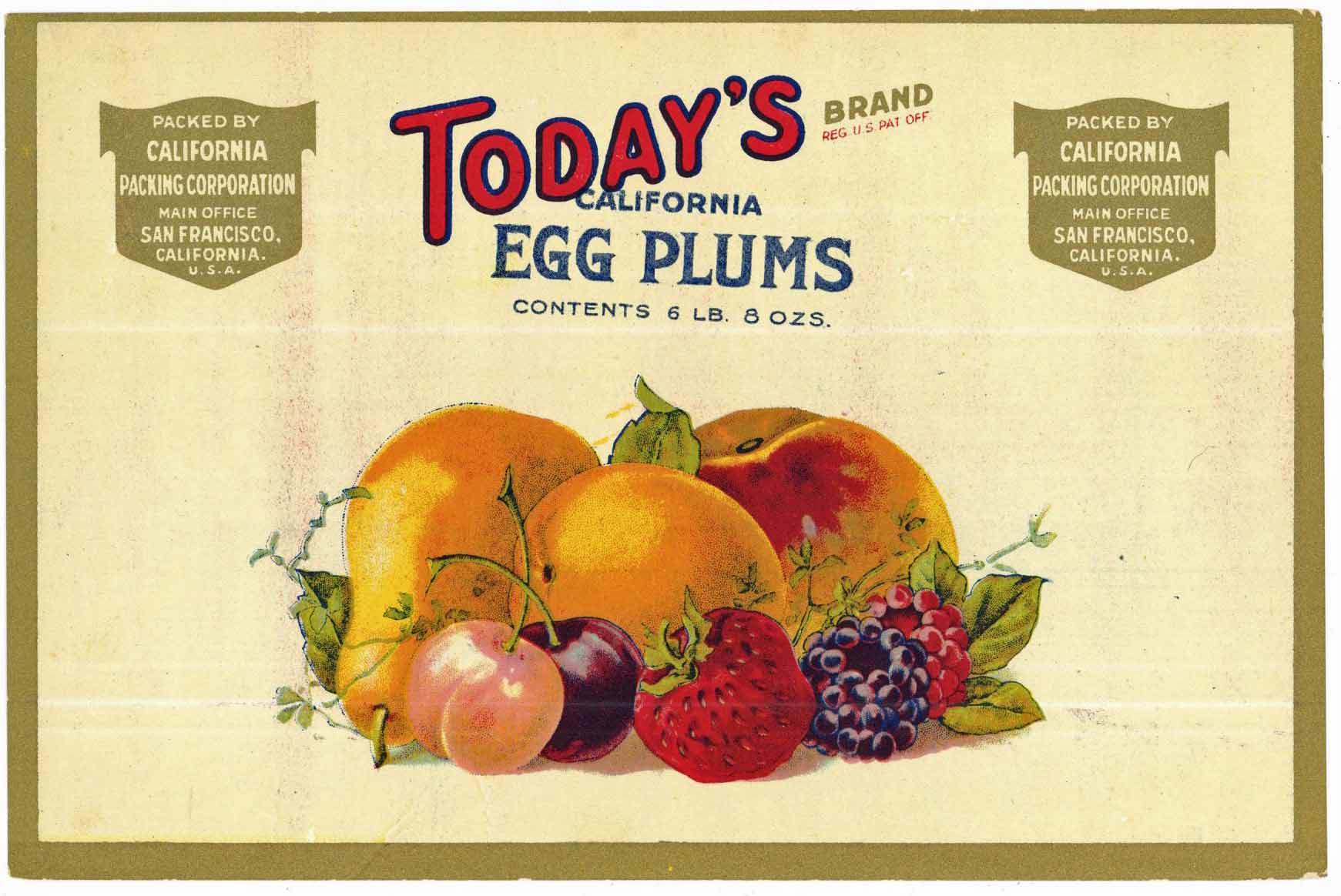 Today's Brand Vintage Egg Plums Can Label
