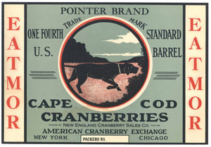 Pointer Brand Vintage Cape Cod Cranberry Crate Label, 1/4