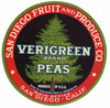 Verigreen Brand Vintage San Diego Vegetable Crate Label, Peas