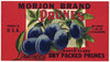 Morjon Brand Vintage Santa Clara California Prune Crate Label