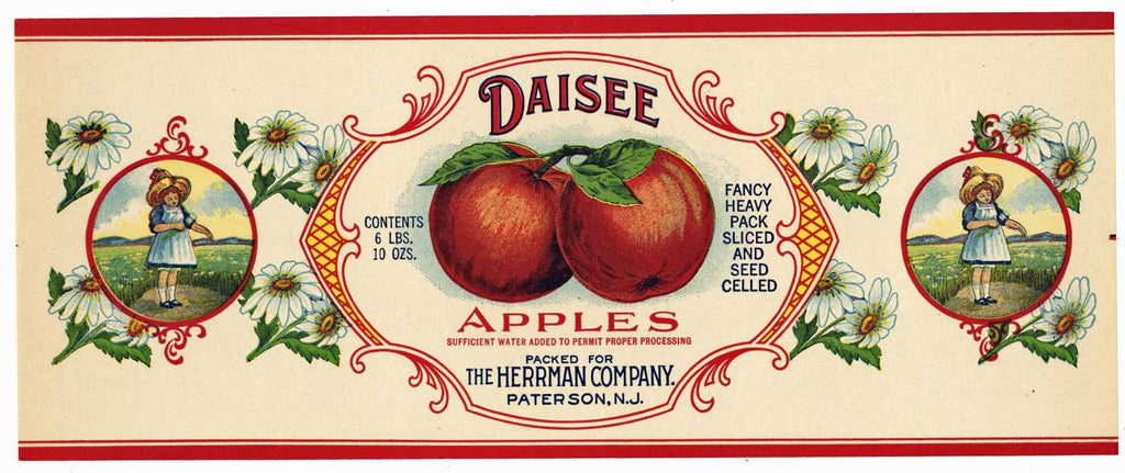Daisee Brand Vintage Paterson, New Jersey Apple Can Label