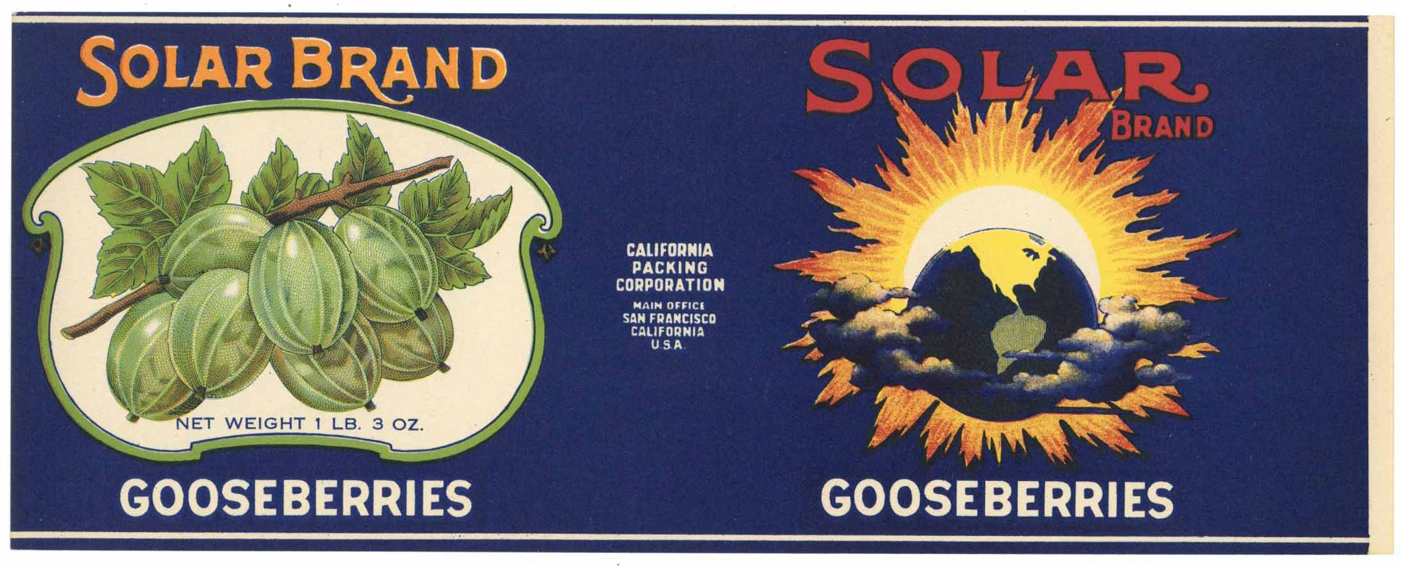 Solar Brand Vintage Gooseberry Can Label