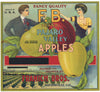 F. B. Brand Vintage Watsonville Apple Crate Label, two lines