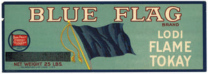 Blue Flag Brand Vintage Lodi Grape Crate Label