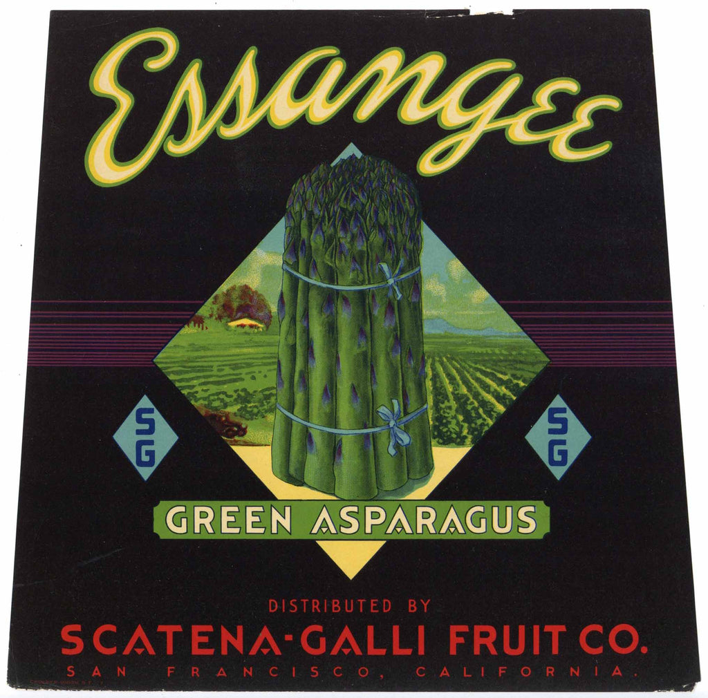 Essangee Brand Vintage Asparagus Crate Label