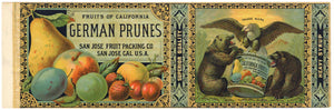 German Prunes Brand Vintage San Jose Packing Co. Can Label