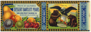 Fruits Of California Brand Vintage San Jose Bartlett Pear Can Label
