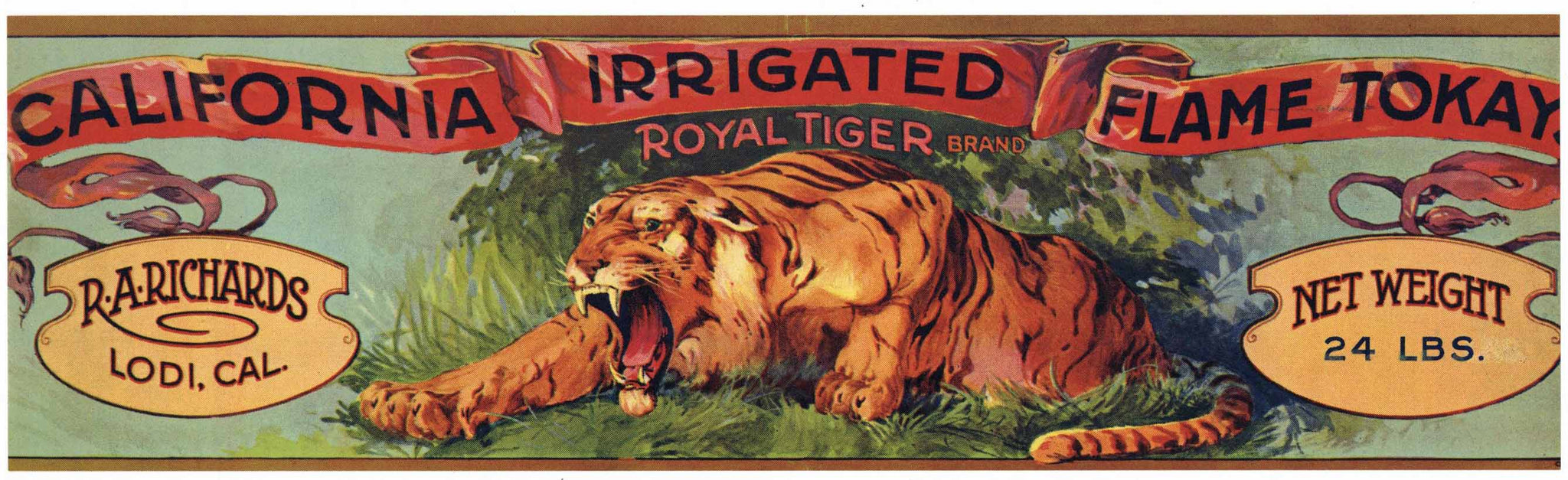 Royal Tiger Brand Vintage Lodi Tokay Grape Crate Label