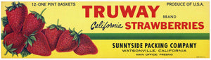 Truway Brand Vintage Watsonville Strawberry Crate Label, o