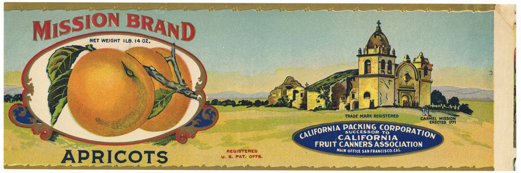 Mission Brand Vintage Apricot Can Label