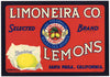 Limoneira  Co. Selected Brand Vintage Santa Paula Lemon Crate Label
