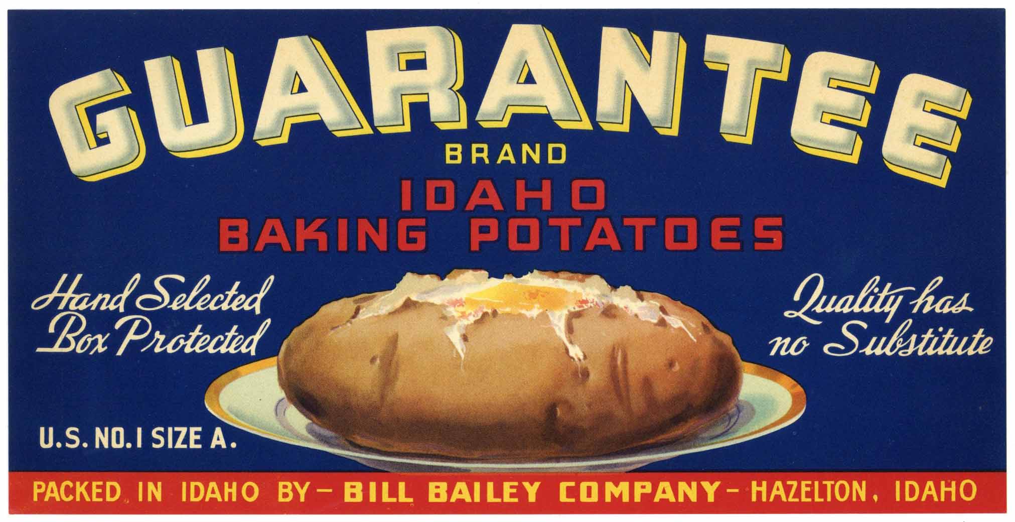 Guarantee Brand Vintage Hazelton Idaho Potato Crate Label thelabelman