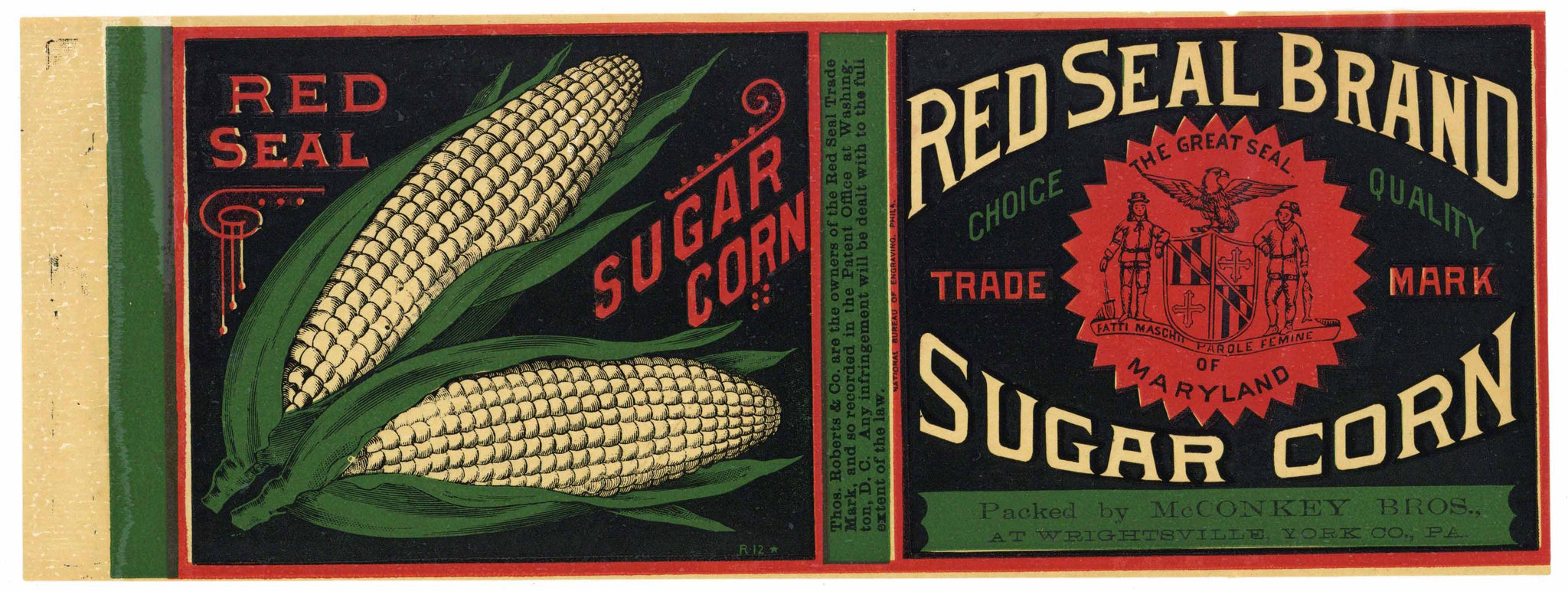 Red Seal Brand Vintage Maryland Sugar Corn Can Label