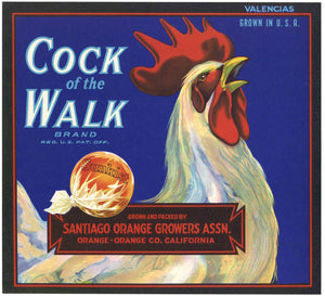 Cock Of The Walk Brand Vintage Orange Crate Label
