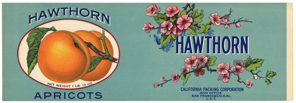 Hawthorn Brand Vintage Apricot Can Label