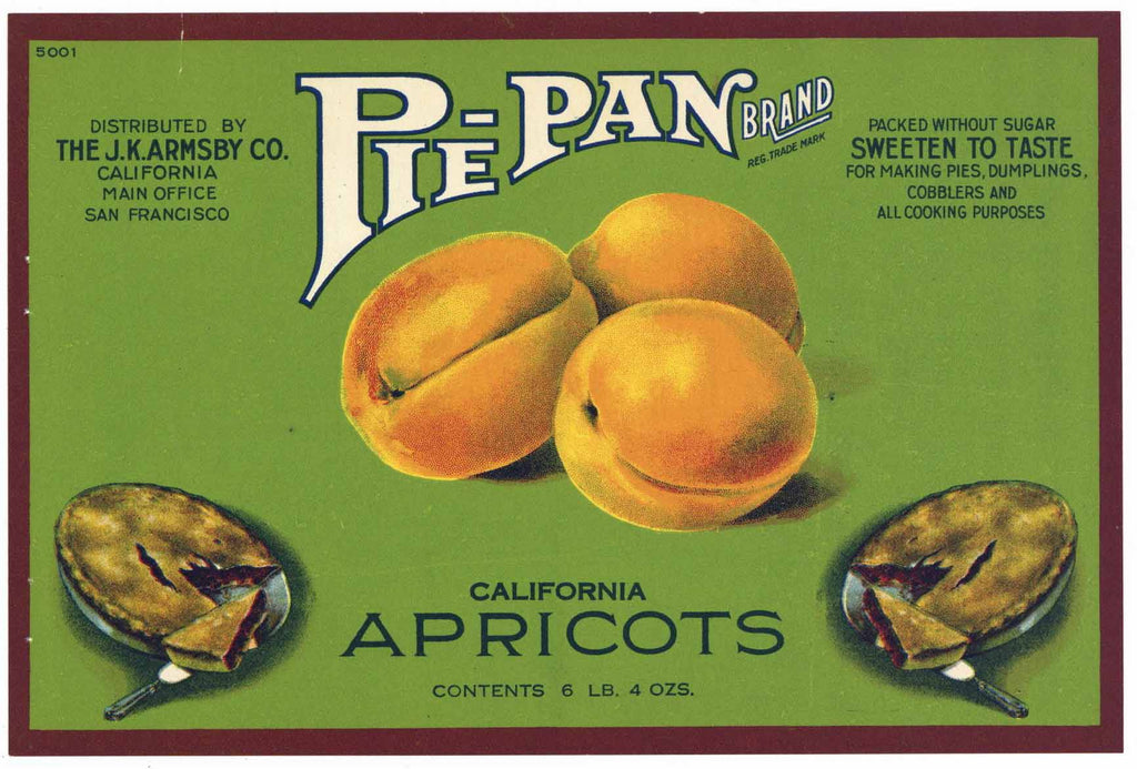 Pie-Pan Brand Vintage Apricot Can Label