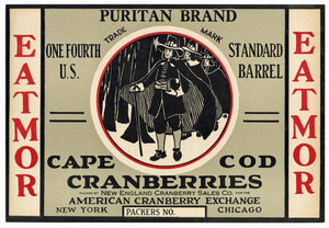 Purtin Brand Vintage Cape Cod Cranberry Crate Label, 1/4
