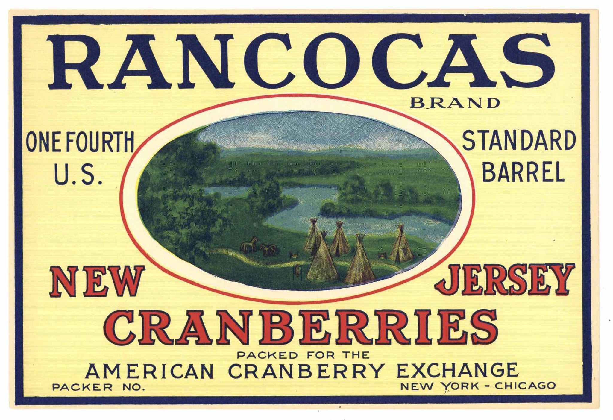 Rancocas Brand Vintage New Jersey Cranberry Crate Label, 1/4