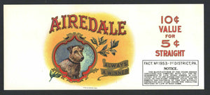 Airedale Brand  Cigar Can Label