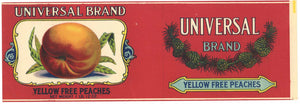 Universal Brand Vintage Yellow Free Peaches Can Label