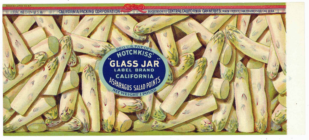 Glass Jar Brand Vintage Asparagus Can Label