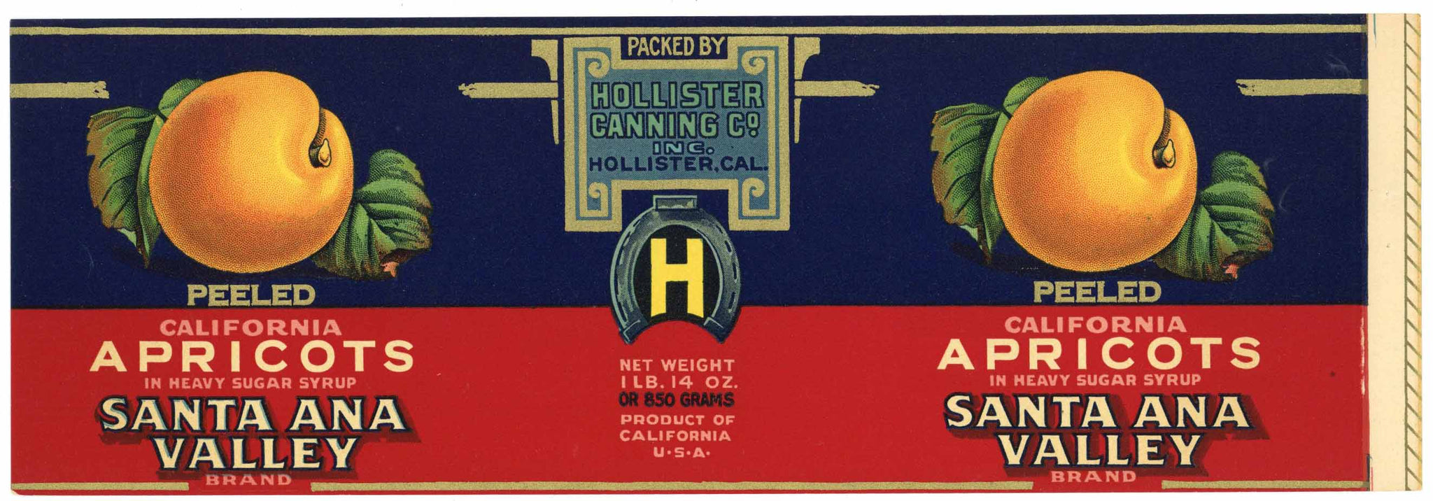 Hollister H Brand Vintage Apricot Can Label