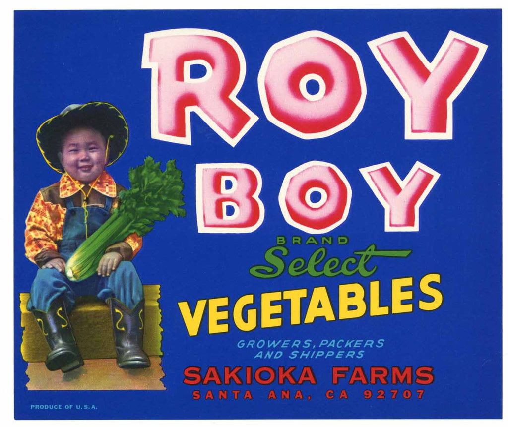 Roy Boy Brand Vintage Santa Ana Vegetable Crate Label