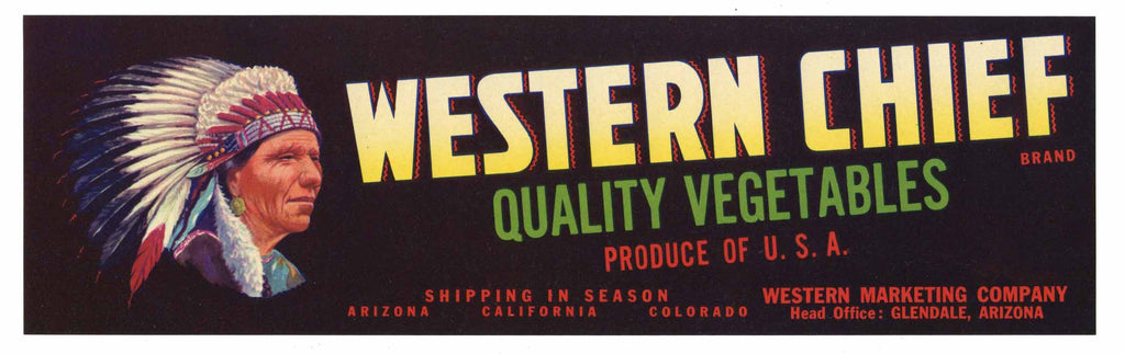 Western Chief Brand Vintage Arizona Vegetable Crate Label