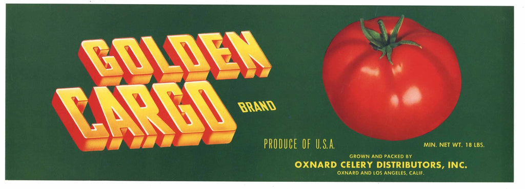 Golden Cargo Brand Vintage Oxnard Tomato Crate Label