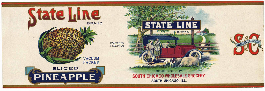 State Line Brand Vintage Chicago Illinois Can Label