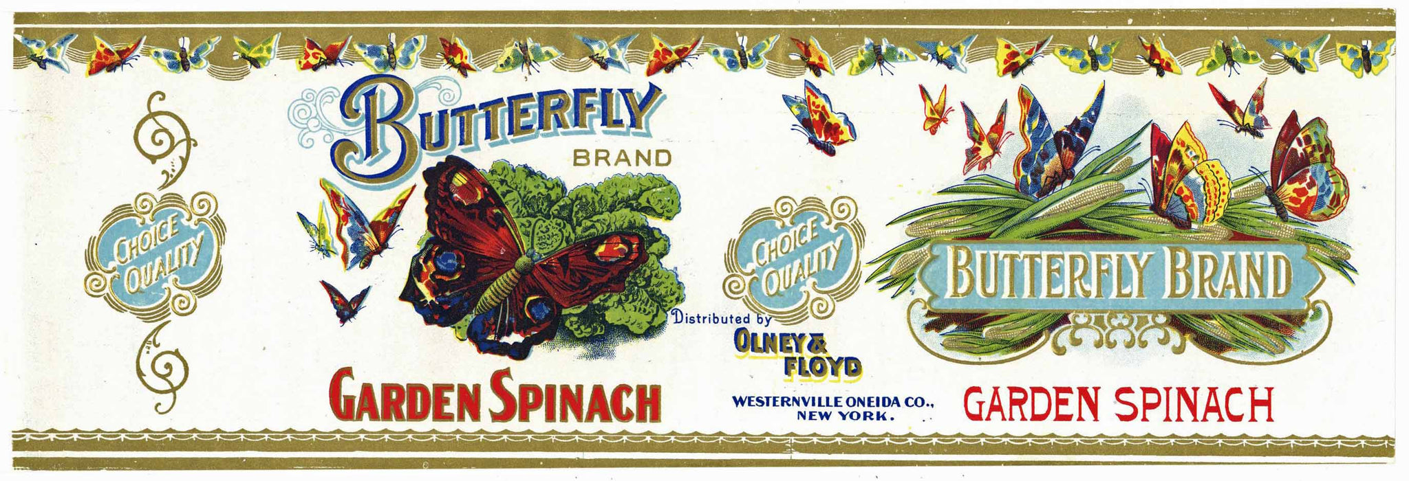 Butterfly Brand Vintage New York Spinach Can Label