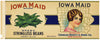 Iowa Maid Brand Vintage Des Moines Stringless Beans Can Label