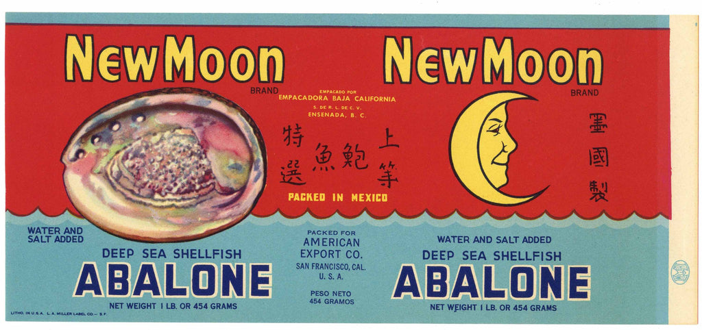 New Moon Brand Vintage Abalone Can Label