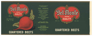 Del Monte  Brand Vintage Quartered Beets Can Label