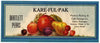 Kare-Ful-Pak Brand Vintage Yakima Washington Pear Crate Label, mixed