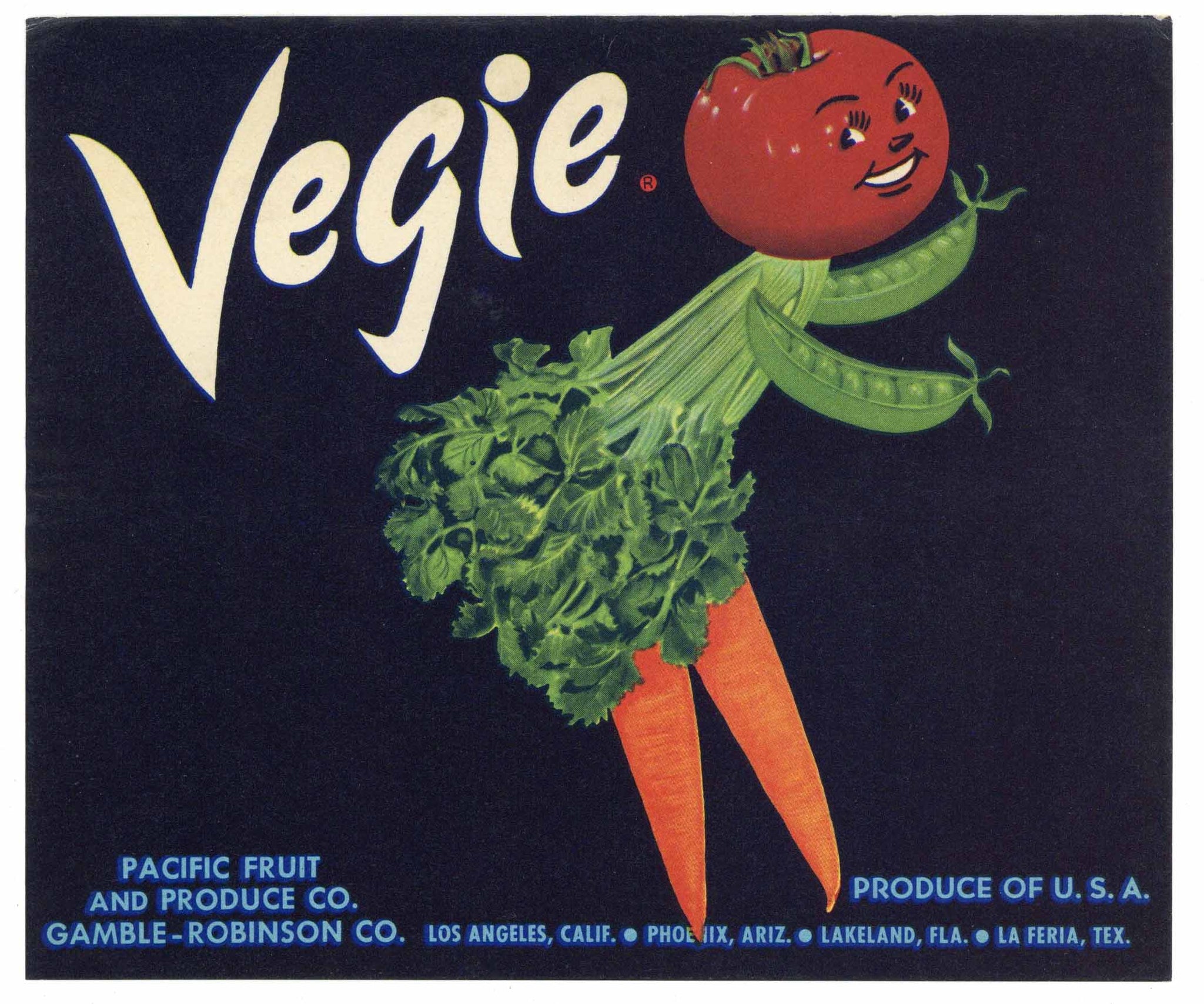 Vegie Brand Vintage Vegetable Crate Label