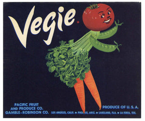 Vegie Brand Vintage Vegetable Crate Label