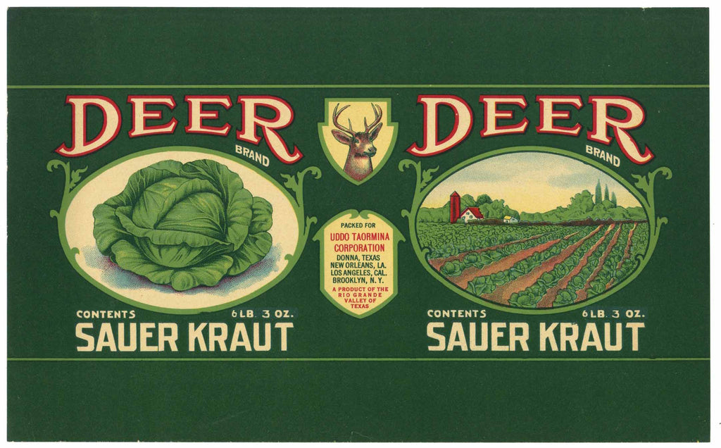 Deer Brand Vintage Sauer Kraut Can Label