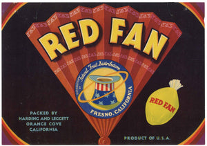 Red Fan Brand Vintage Lemon Crate Label