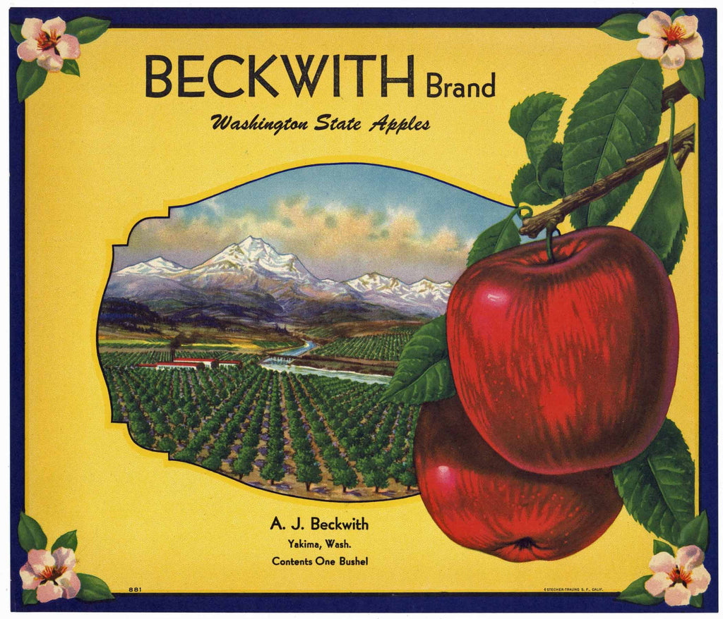 Beckwith Brand Vintage Yakima Washington Apple Crate Label