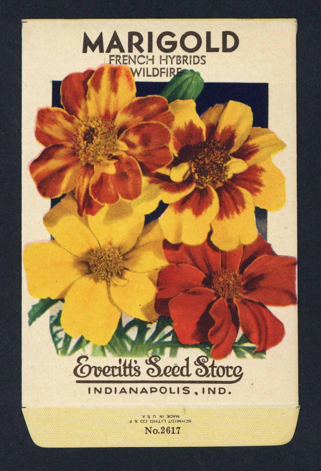 Marigold Vintage Everitt's Seed Packet, Wildfire