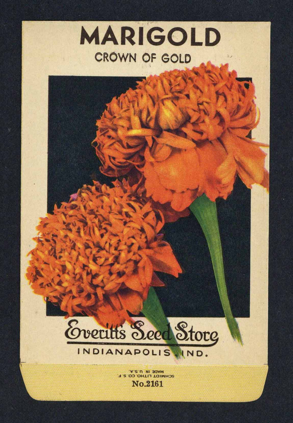 old fashioned marigold seeds Marigold Vintage Everitt's Seed Packet, Crown of Gold