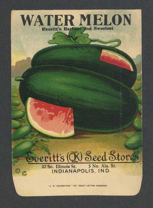 Watermelon Antique Everitt's Seed Packet, Earliest and Sweetest