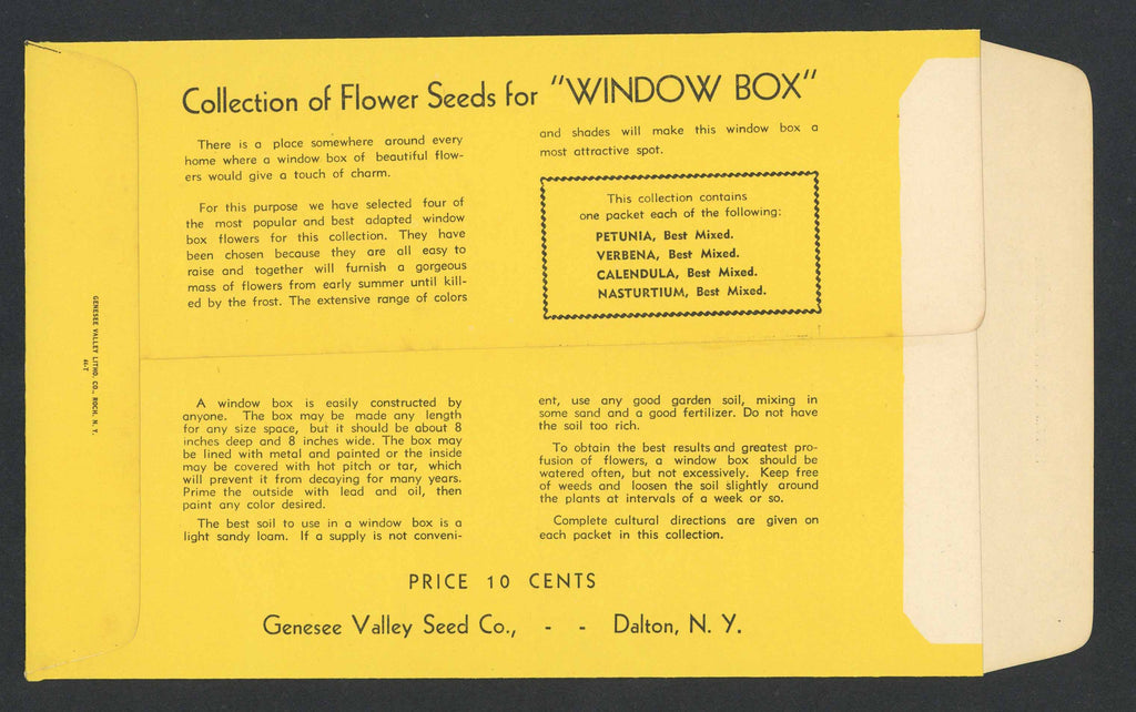 best flower seeds for window boxes Window Box Flowers Antique Genesee Valley Litho. Seed Packet – thelabelman